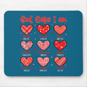 Valentine god says i am heart christian bible vers mouse pad