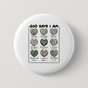 Valentine God Says I Am Heart Girl Women Kid Chris 6 Cm Round Badge