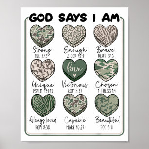 Valentine God Says I Am Heart Girl Women Kid Chris Poster