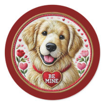 Valentine Golden Retriever Sticker Art