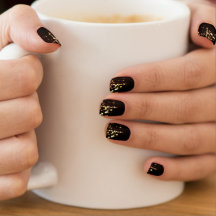 Valentine golden stars black Minx Nail Art