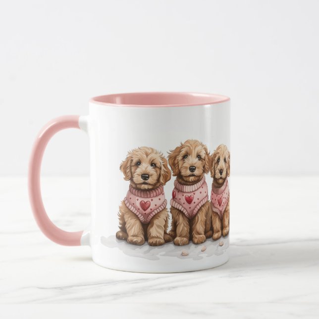 Valentine Goldendoodle Dogs Mug (Left)