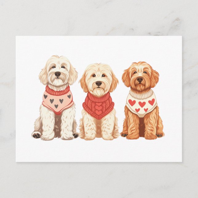 Valentine Goldendoodle Dogs Postcard (Front)