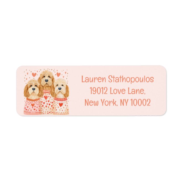 Valentine Goldendoodle Dogs Return Address Label (Front)