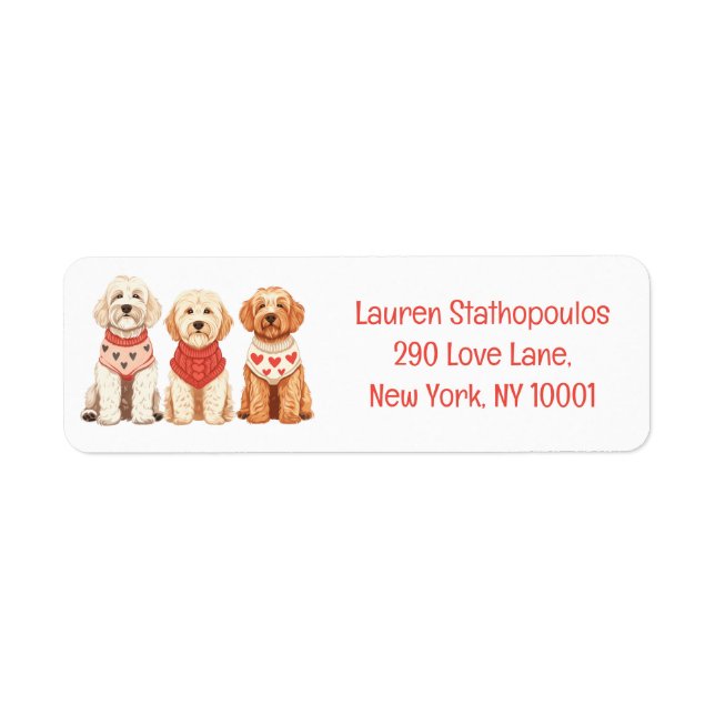 Valentine Goldendoodle Dogs Return Address Label (Front)