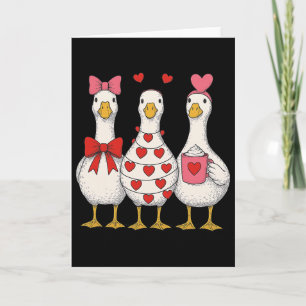 Valentine Goose Cute Heart Love Trio Card