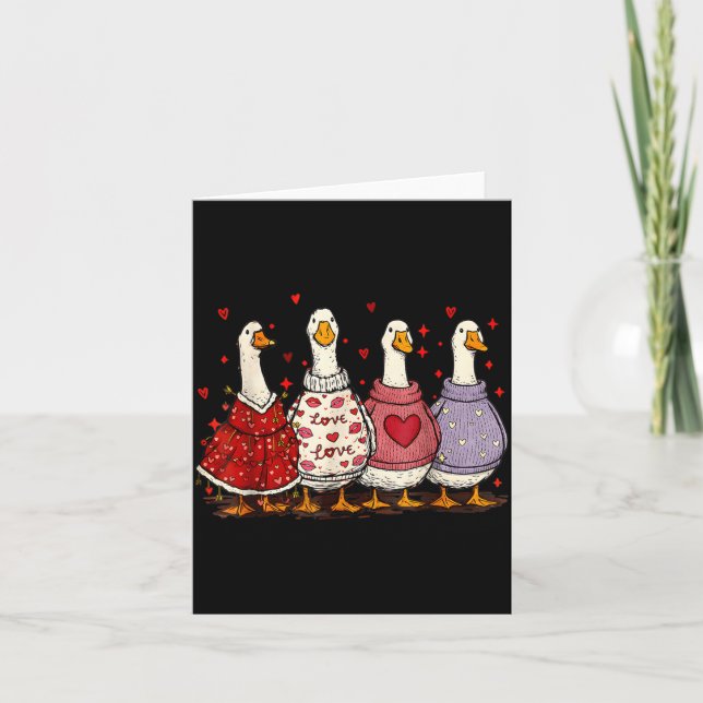 Valentine Goose Heart Silly Goose Valentines Day  Card (Front)