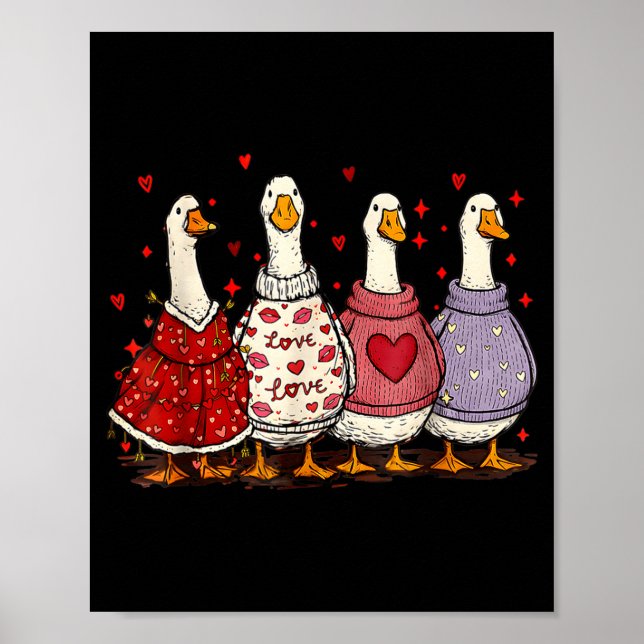 Valentine Goose Heart Silly Goose Valentines Day  Poster (Front)