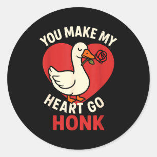 Valentine Goose Love Valentine's - You Make My Hea Classic Round Sticker