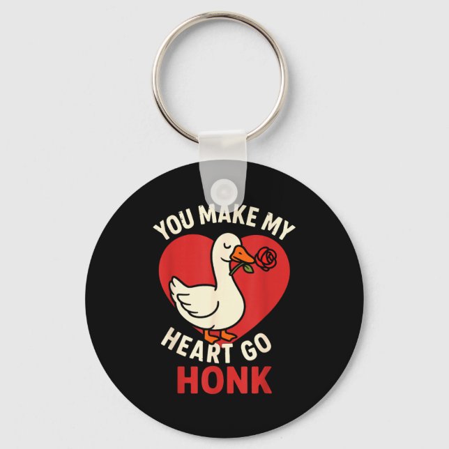 Valentine Goose Love Valentine's - You Make My Hea Key Ring (Front)