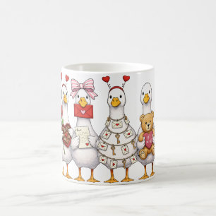 Valentine Goose , Pink Coquette Valentine Goose Coffee Mug