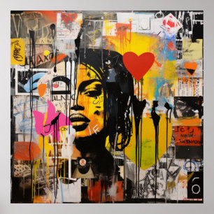 Valentine Graffiti Grunge Art Poster