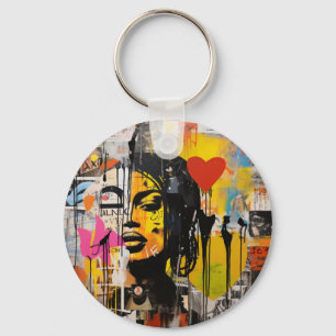 Valentine Graffiti Grunge Art Print Key Ring