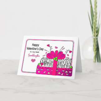 Valentine Granddaughter Gifts Fuchsia Zebra Print Holiday Card