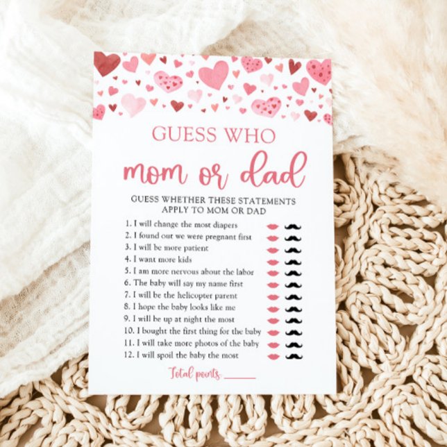 Valentine Guess Who Mum or Dad Baby Shower Game Invitation (Creator Uploaded)