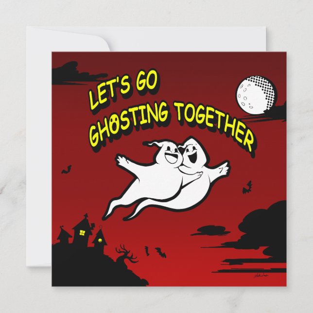 Valentine Halloween Ghosting Save The Date Card (Front)