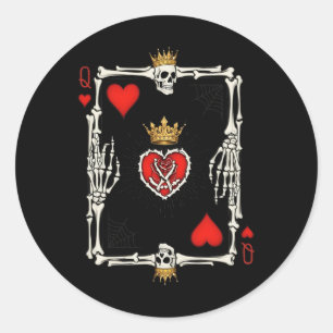 Valentine Halloween Queen Of Hearts Card Costume G Classic Round Sticker