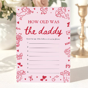 Valentine Hand Drawn How Old Was The Daddy Game  Invitation