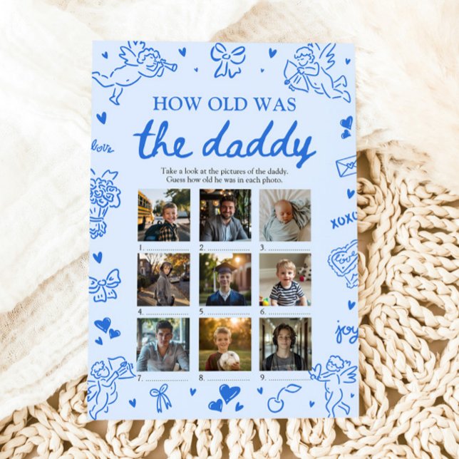 Valentine Hand Drawn How Old Was The Daddy Game Invitation (Valentine Hand Drawn How Old Was The Daddy Game)