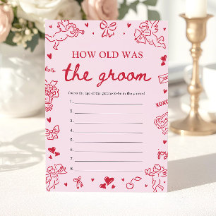 Valentine Hand Drawn How Old Was The Groom Game Invitation