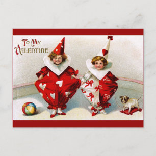 Valentine Harlequins Holiday Postcard