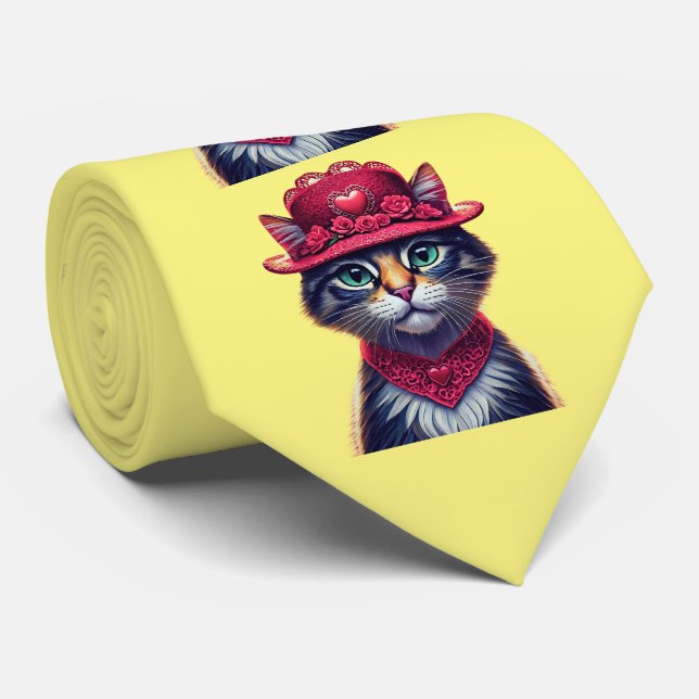 Valentine Hat Kitty Tie (Rolled)