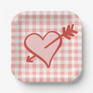 Valentine Heart and Arrow Paper Plate