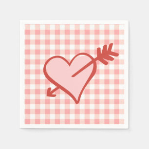 Valentine Heart and Arrow Paper Plate Napkin