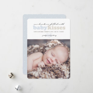 Valentine Heart Baby Boy Birth Announcement Card