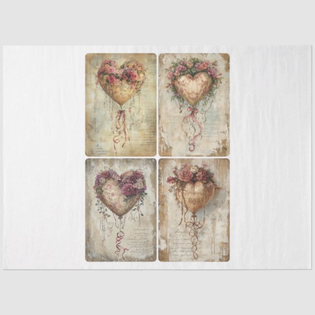 Valentine Heart Balloons Tissue Paper (Front)