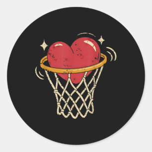 Valentine Heart Basketball Hoop Love Players Fan Classic Round Sticker