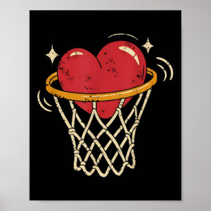Valentine Heart Basketball Hoop Love Players Fan Poster
