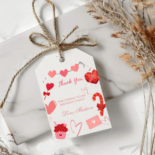 Valentine heart Birthday Party thank You Gift Tags