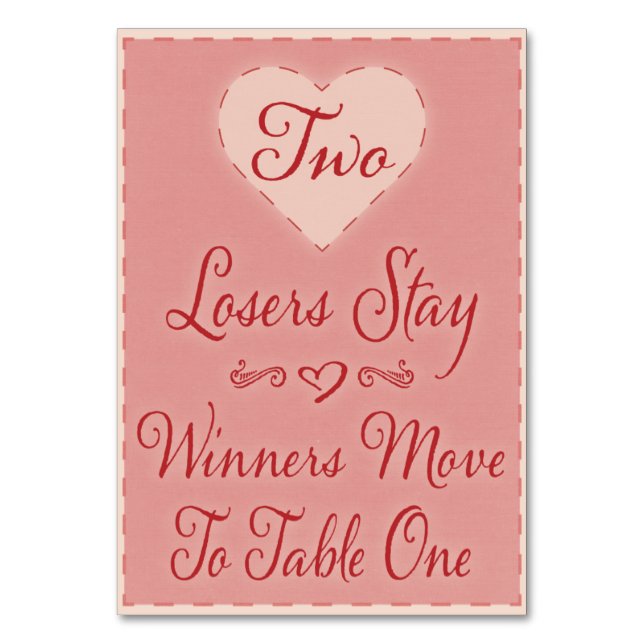 Valentine Heart Bunco Table Card #2 (Front)