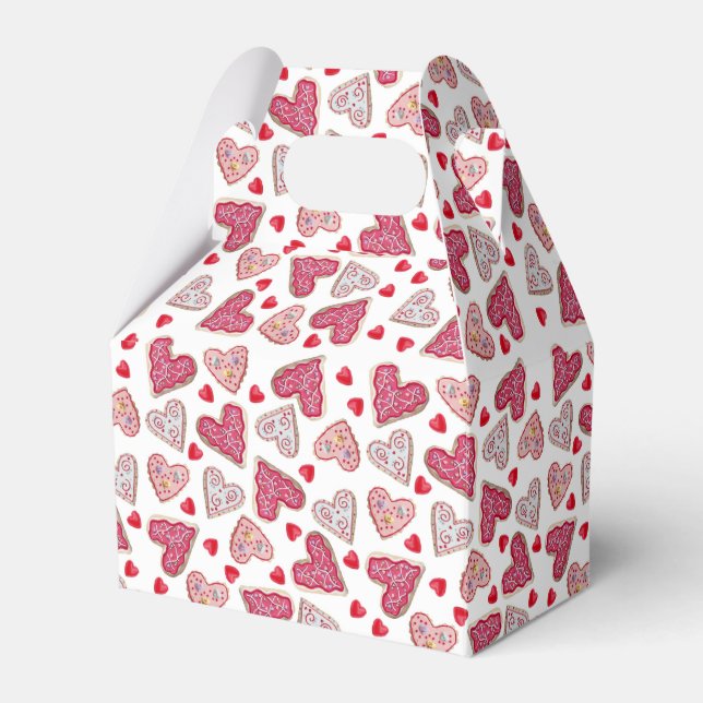 Valentine Heart Cookies Pattern Favour Box (Front Side)