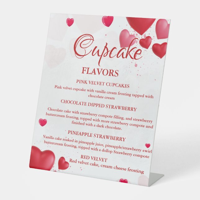 Valentine Heart Cupcake flavors sign (Front)