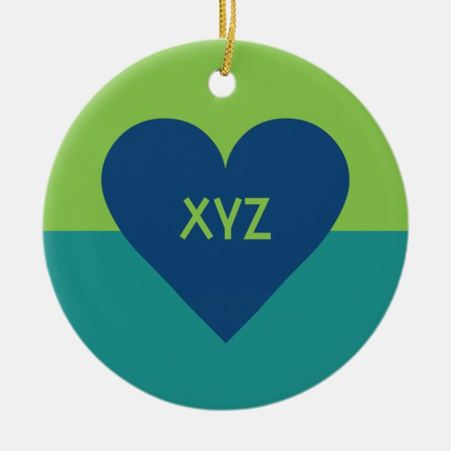 Valentine Heart custom monogram ornaments (Front)