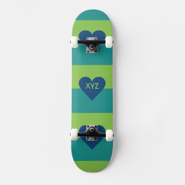 Valentine Heart custom monogram skateboards (Front)