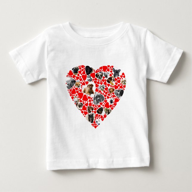 Valentine Heart Dog Photo Collage Baby T-Shirt (Front)
