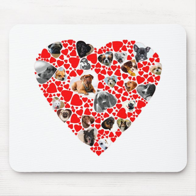 Valentine Heart Dog Photo Collage Mouse Pad (Front)