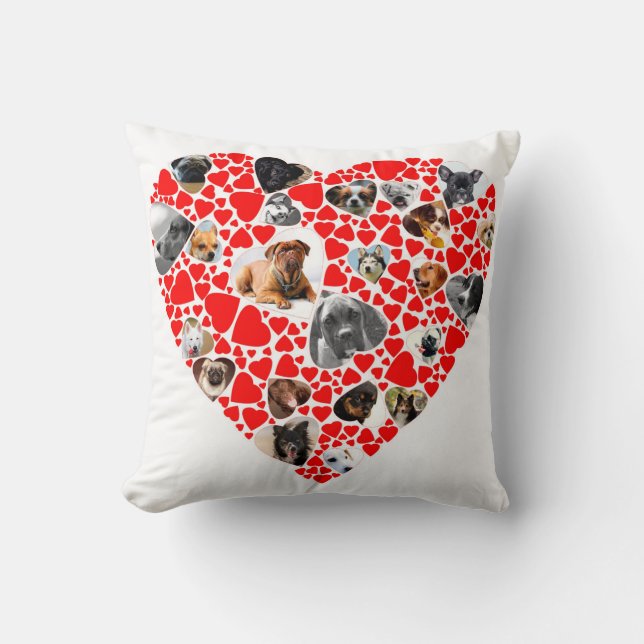 Valentine Heart Dog Photo Collage pillow (Front)