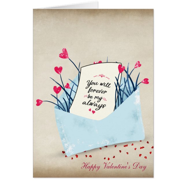 Valentine heart flowers and love verse in envelope (Front)