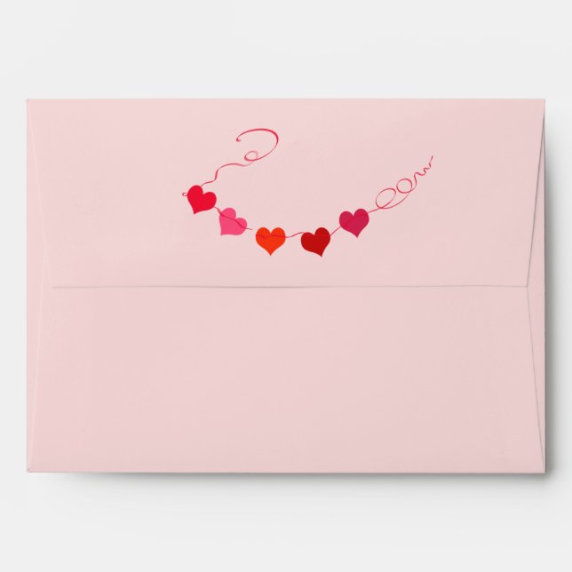 Valentine Heart Garland Pink Holiday Envelope (Back (Top Flap))