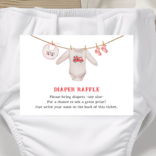 Valentine Heart Girl Baby Shower Diaper Raffle Enclosure Card