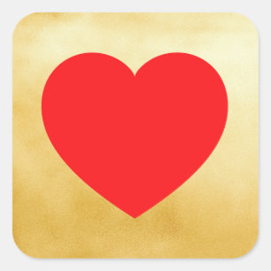 Valentine Heart Gold Foil Square Sticker