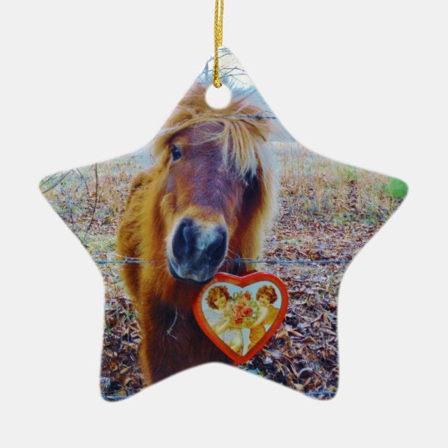 Valentine Heart  Horse Ceramic Ornament (Front)