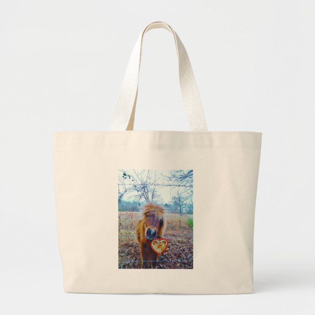 Valentine Heart  Horse Large Tote Bag (Front)