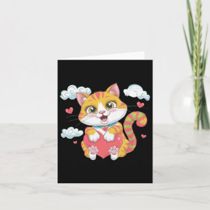 Valentine Heart Kitty Love Cat Rainbow Cute Cat Hu Card