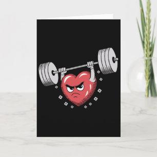 Valentine Heart Lifting Weights Funny Workout  Card
