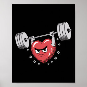 Valentine Heart Lifting Weights Funny Workout Poster